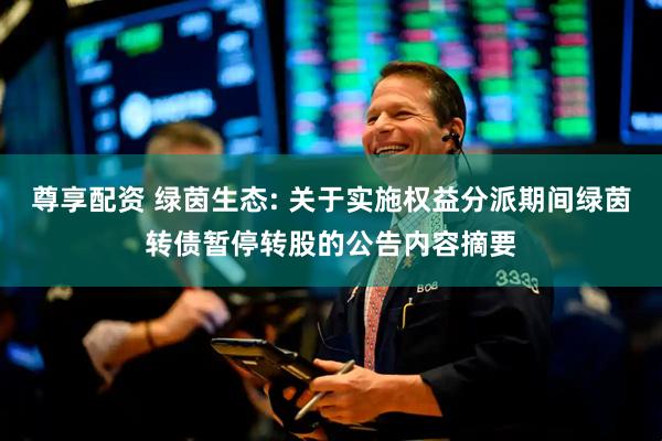 尊享配资 绿茵生态: 关于实施权益分派期间绿茵转债暂停转股的公告内容摘要