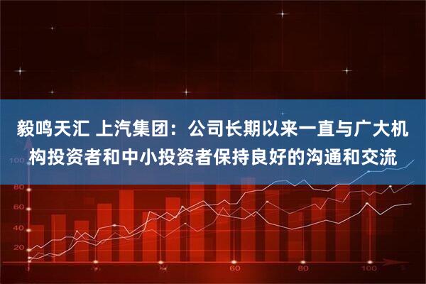 毅鸣天汇 上汽集团：公司长期以来一直与广大机构投资者和中小投资者保持良好的沟通和交流